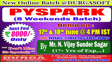 PYSPARK (8 Weekends Batch) Online Training @ DURGASOFT