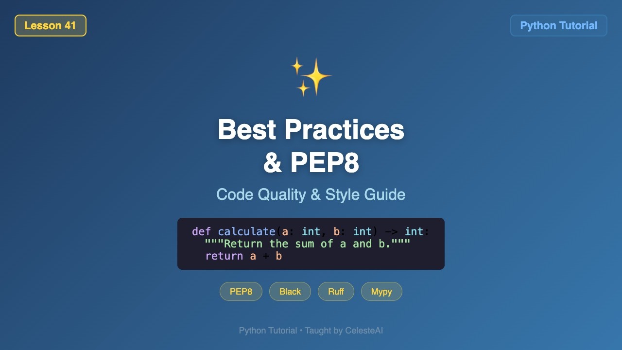 Python Best Practices - PEP8 Style Guide, Black, Ruff & Mypy Tutorial ...