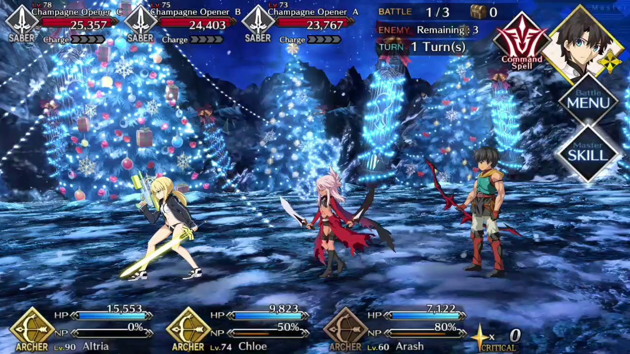 FGO NA Merry Christmas in the Underworld 3 turns farm Saber Node (+6