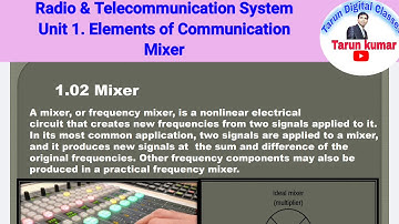Radio & Telecommunication l Unit 1. Elements of Communication l MIXER l Lecture-2
