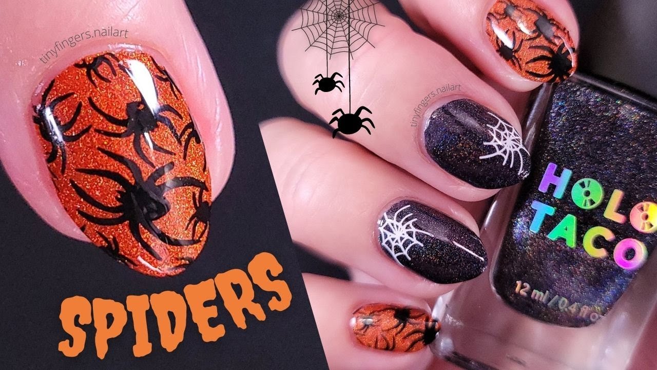 2. Halloween nail art with spiders - wide 7
