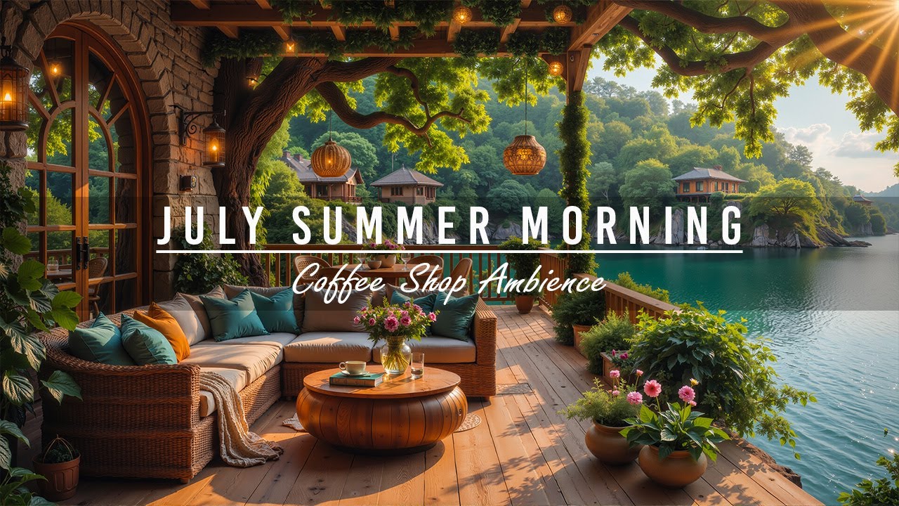 Watch July Summer Morning at Cozy Coffee Shop Ambience 🌤️Soft Jazz Instrumental Music for Great Mood,Relax on YouTube