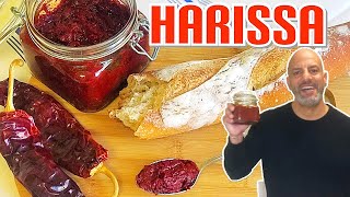 How to make Tunisian Harissa 🌶 Easy Recipe هريسة Hot Chili Pepper Paste 😋