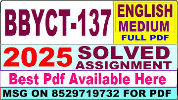 BBYCT 137 solved assignment 2025 || bbyct 137 solved assignment 2025 in English || ignou bbyct137