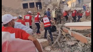 توزيع المساعدات على المتضررين من زلزال الحوز