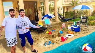 I TURNED MY HOUSE INTO A BEACH!!*Faze Rug & brawadis reaction*