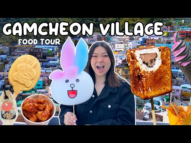 TOASTED MARSHMALLOW ICE CREAM?! 😱 Gamcheon Culture Village Food Tour - South Korea🍦🍗 class=