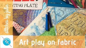 Fabric, Derwent Inktense Blocks, and a Gelli Plate!  Creating a Background on Fabric