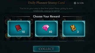 Claiming the final day reward from Daily Planner - Hogwarts Mystery