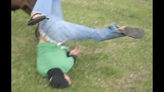 Epic Fail - Cow Riding Face-plant Scorpion