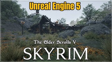 Skyrim in UNREAL ENGINE 5: Bandit Camp Raining