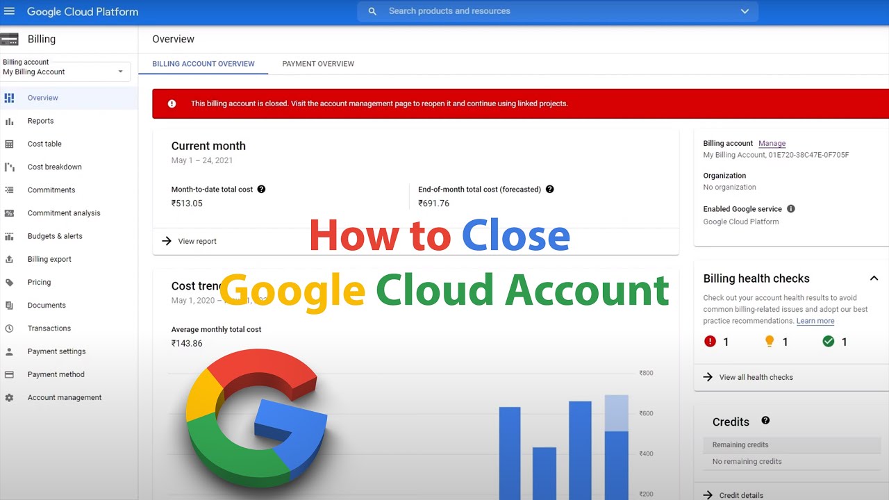 How To Close Google Cloud Billing Account | Google Cloud Platform