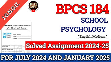 BPCS 184 Solved Assignment 2024-25 // School Psychology // #bpcs184 #bpcs184_ignou #bpcs_assignment