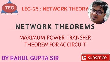 Lec-25 Maximum Power Transfer Theorem for AC Circuit with Solved Examples