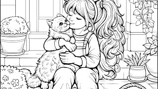 Sweetest Easter Friends A Girl and her Kitty Zen Color #PaintbyNumber #coloringbook screenshot 4