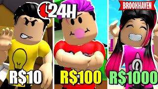 YOUTUBERS PASSANDO A NOITE NO QUARTO DO BROOKHAVEN RP DE R$1, R$100 e R$1000 REAIS Deu Ruim