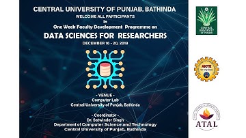 5 Days ATAL AICTE WORKSHOP- Data Sciences for Researcher Session 2