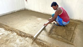 Construction Techniques_Living Hall Tile Design Flooring Installation Accurately with Cement mixer