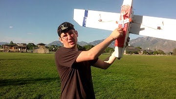 CreativeRCutah PowerGlider scratch built rc plane drops parachute guy