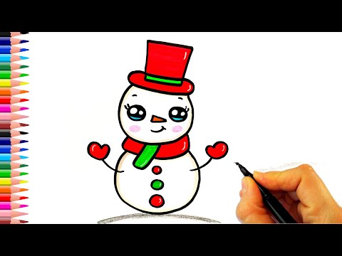 Sevimli Kardan Adam Çizimi - Kardan Adam Nasıl Çizilir? - How To Draw a Snowman