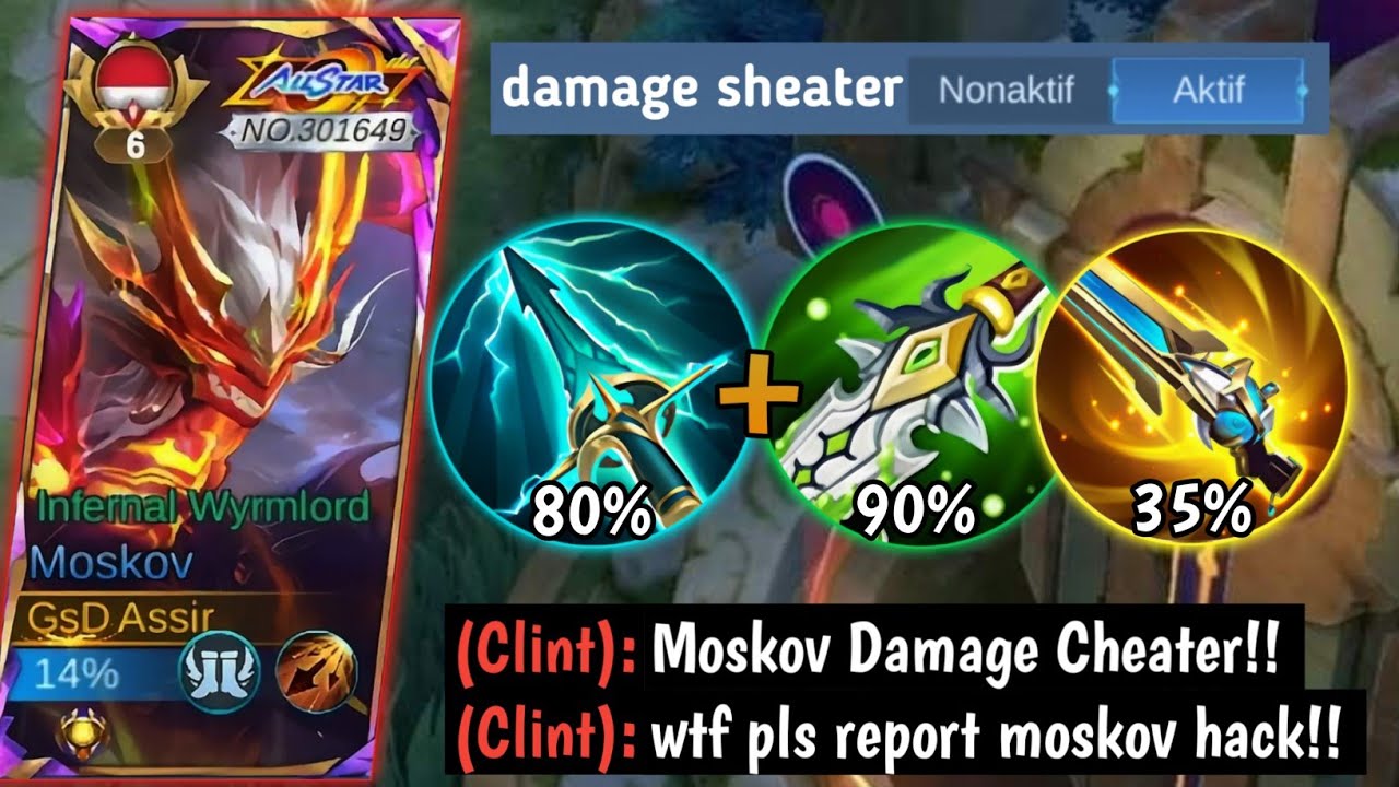 MOSKOV DAMAGE CHEATER 😱 Clint Sampai Kaget Kena Damage Cheater Auto Report!! 