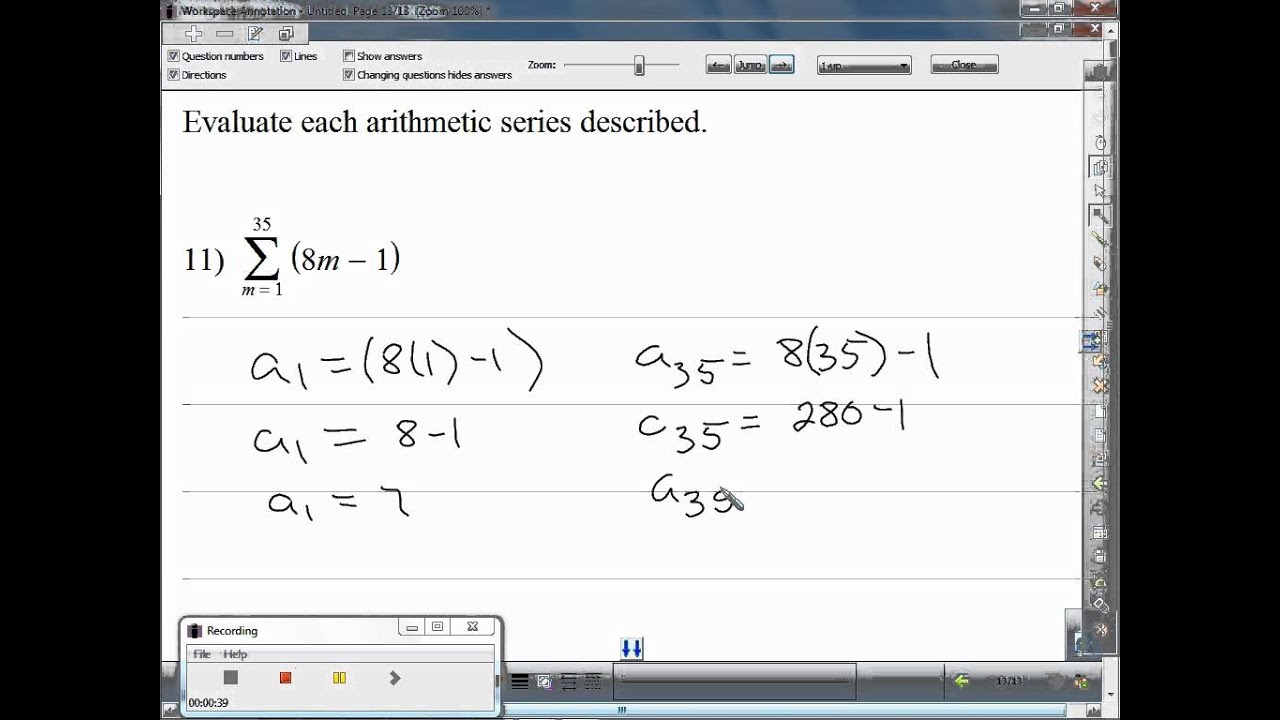 Evaluate each arithmetic series described 1 - YouTube