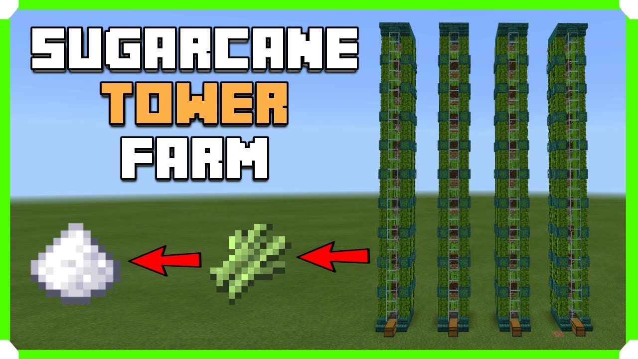 How To Build An Automatic Sugarcane Tower Farm [Minecraft Bedrock