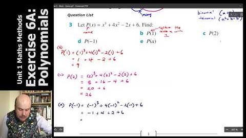 Unit 1 Maths Methods - Polynomials (Ex 6A, part 1)