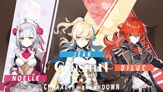 CHARACTER BREAKDOWN: Element Skills and Talents!! Noelle | Jean | Diluc || Genshin Impact