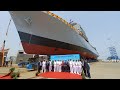 Grse launches large survey vessel ins nirdeshak for the indian navy