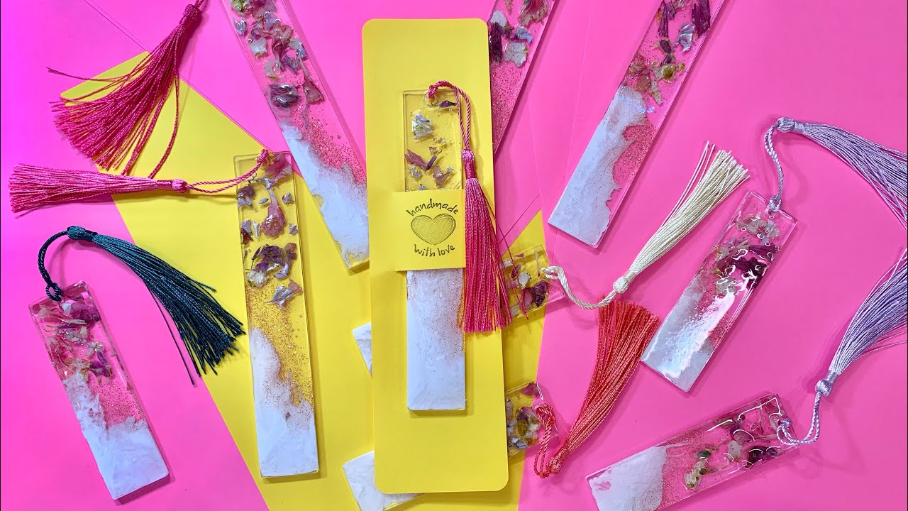 How to make Resin Bookmarks Dried Flowers Bookmark with Glitter and