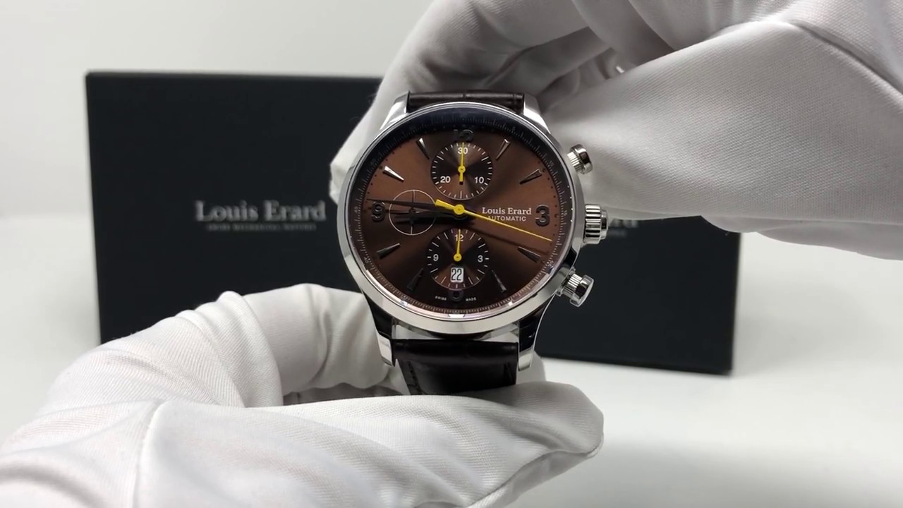 Louis Erard Watch Automatic Chronograph with Brown Leather
