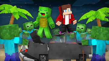 JJ and Mikey Survived On a Zombie Island in Minecraft (Maizen)