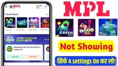 MPL Pro Me Crash Skill Game Not Show | MPL Cricket 100x Game Not Show | Mpl Ludo 100x Game NotShow