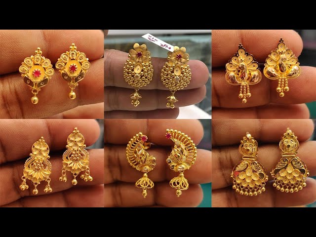 Latest Light Weight Gold Earring Designs Below 2 Grams With Weight And  Price || Apsara Fashions | Designer earrings, Bridal gold jewellery, Gold  earrings designs