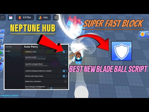 NEW Blade Ball New Roblox Script NEPTUNE HUB Auto Parry OP Toggle Hold To Spam 
