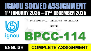BPCC 114  Solved Assignment 2025-26 || bpcc-114 solved assignment in English || Jan 2025 to Dec 2025