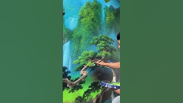 Vẽ tranh sơn thuỷ hữu tình. #minhtuanart #vetranmay3d #mythuatminhtuan