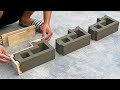 Casting Square Corner Tiles from Wood and Cement Molds - Simple and Unique