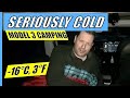 EXTREME COLD: Camping in a Tesla Model 3 (Huge Battery Drain!)