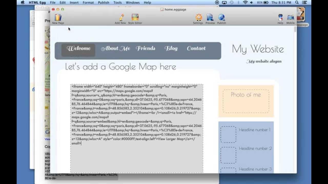 How to add an interactive Google Map into your web page using HTML Egg ...