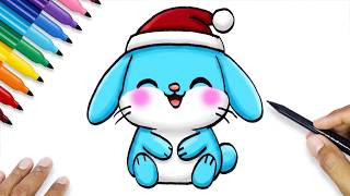 how draw rabbit easily christmas