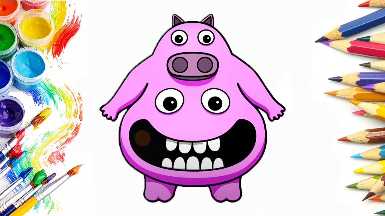 How to draw Pigster \ Very easy drawing for kids step by step