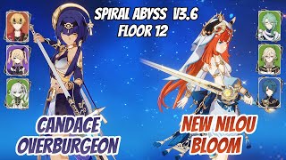 Candace OverBurgeon & Nilou Bloom w/ Baizhu Kaveh Abyss v3.6 Floor 12 (9 Stars) | Genshin Impact