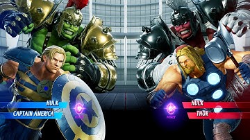 Gladiator Hulk & Gladiator Cap vs Hulk & Thor (Very Hard) Marvel vs Capcom | 4K UHD Gameplay