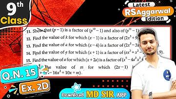 Rs Aggarwal Class 9 | Exercise 2D Question number 15 | Chapter 2 Polynomials | Md Sir Class 9