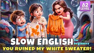 Leo and Maya Helped Mom Do the Laundry... Then This Happened! | Slow English Listening (A2 Level)