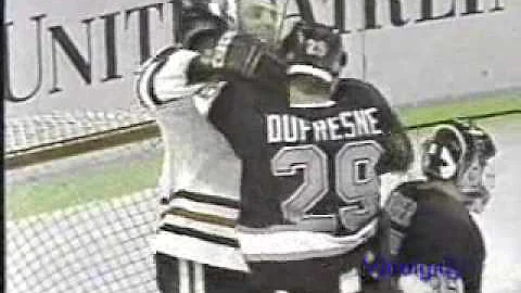 Dufresne crosschecks Sutter's neck 4/10/94
