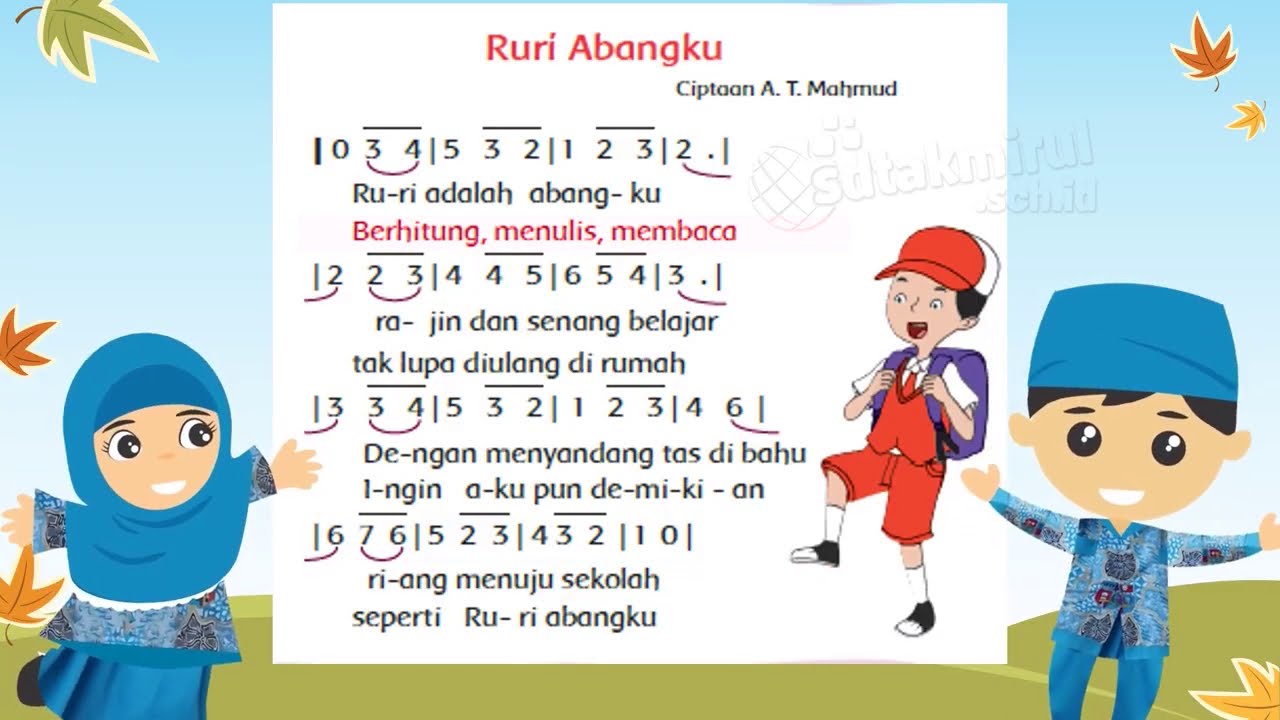 Lirik Lagu Ruri Abangku Ciptaan At Mahmud Sd Ta Mirul Islam Surakarta