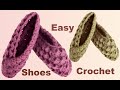 Zapatos Fáciles tejidos con un cuadrado a crochet